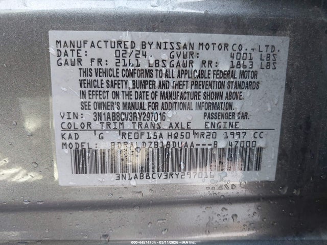 Продаж на аукціоні авто 2024 Nissan Sentra Sv Xtronic Cvt, vin: 3N1AB8CV3RY297016, номер лоту: 44574704