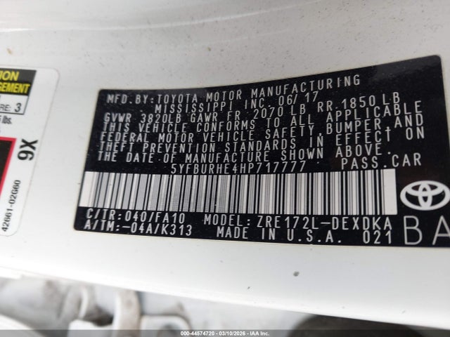 2017 TOYOTA COROLLA 5YFBURHE4HP717777 Photo 8