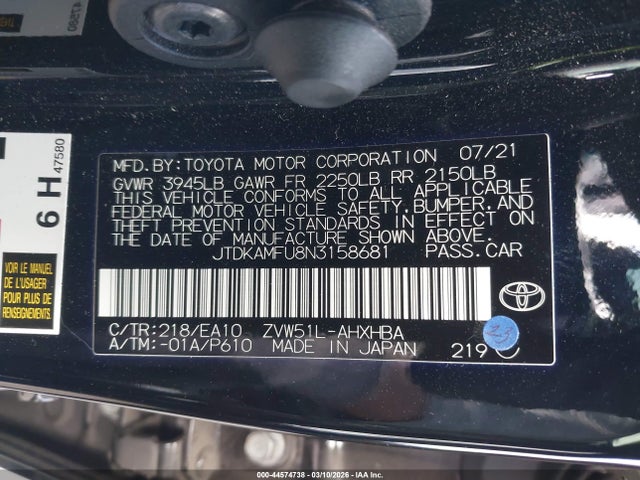 JTDKAMFU8N3158681 Toyota PRIUS XLE