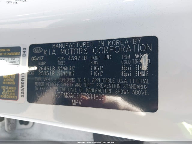 KNDPM3AC9J7333819 KIA Sportage Lx