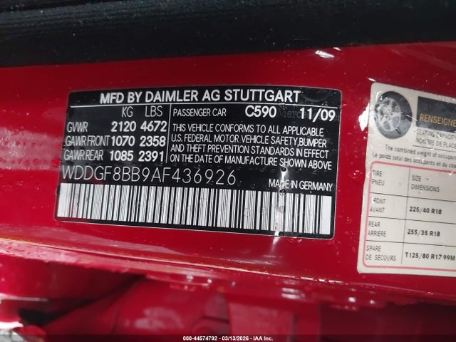 Продаж на аукціоні авто 2010 Mercedes-benz C 300 Luxury 4matic/sport 4matic, vin: WDDGF8BB9AF436926, номер лоту: 44574792