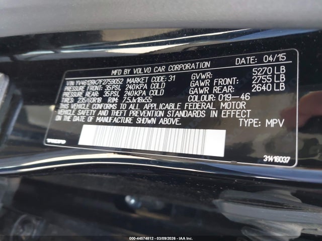 YV4612RK7F2759052 Volvo Xc60 T5/t5 Premier