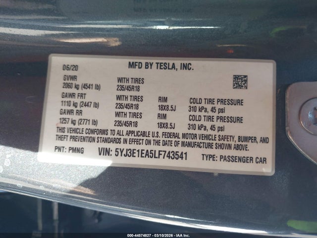 2020 TESLA MODEL 3 5YJ3E1EA5LF743541 Photo 8