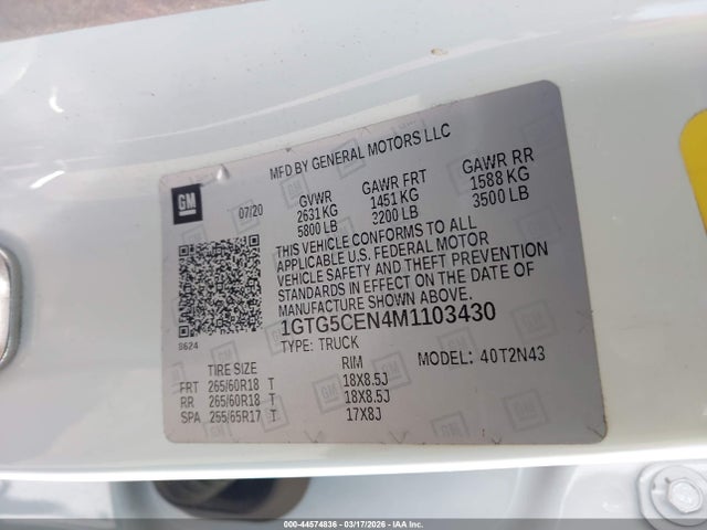 Aukcja sprzedaży 2021 Gmc Canyon 2wd  Short Box Elevation, vin: 1GTG5CEN4M1103430, numer aukcji: 44574836