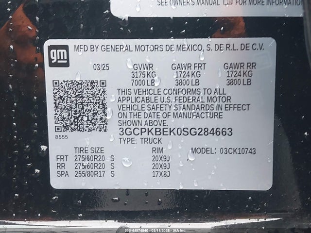 3GCPKBEK0SG284663 Chevrolet Silverado 1500 4wd Standard Bed Custom