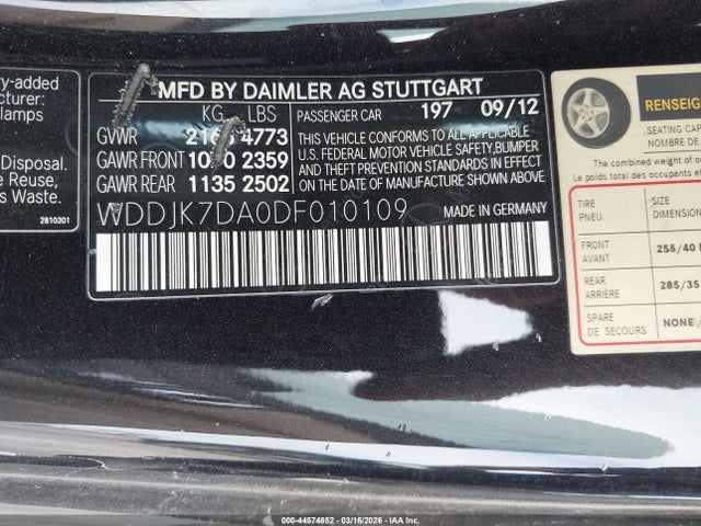 44574852 :رقم المزاد ، WDDJK7DA0DF010109 vin ، 2013 Mercedes-benz Sl 550 مزاد بيع