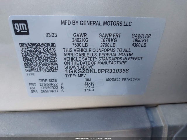 Aukcja sprzedaży 2023 Gmc Yukon 4wd Denali, vin: 1GKS2DKL8PR310358, numer aukcji: 44574930
