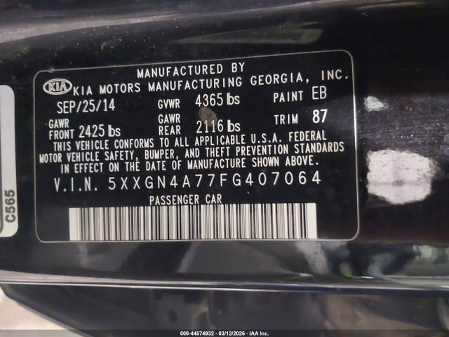KIA OPTIMA EX 2015 5XXGN4A77FG407064 Image 9