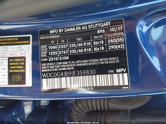 Продаж на аукціоні авто 2018 Mercedes-benz Glc 300, vin: WDC0G4JB9JF359830, номер лоту: 44574944