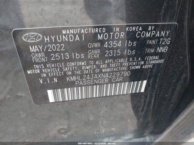 2022 HYUNDAI SONATA KMHL24JAXNA229790 Photo 8