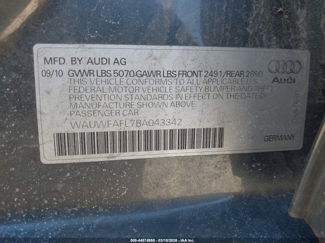 Aukcja sprzedaży 2011 Audi A4 2.0t Premium, vin: WAUWFAFL7BA043342, numer aukcji: 44574958