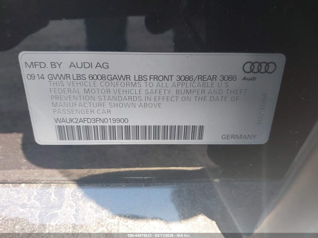 Продажа на аукционе авто 2015 Audi S8 4.0t, vin: WAUK2AFD3FN019900, номер лота: 44575023