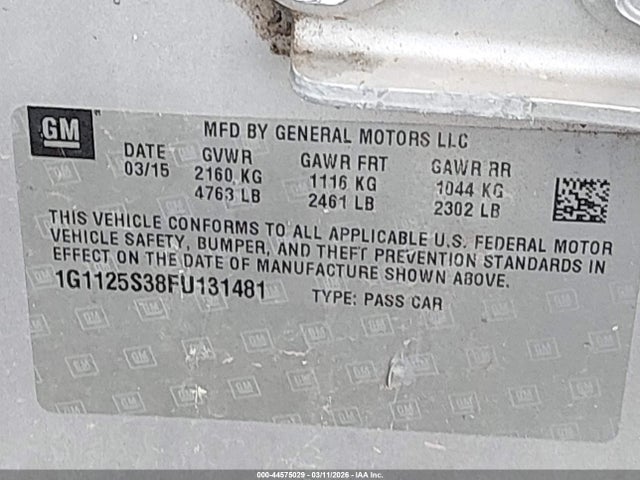 2015 CHEVROLET IMPALA 1G1125S38FU131481 Photo 8