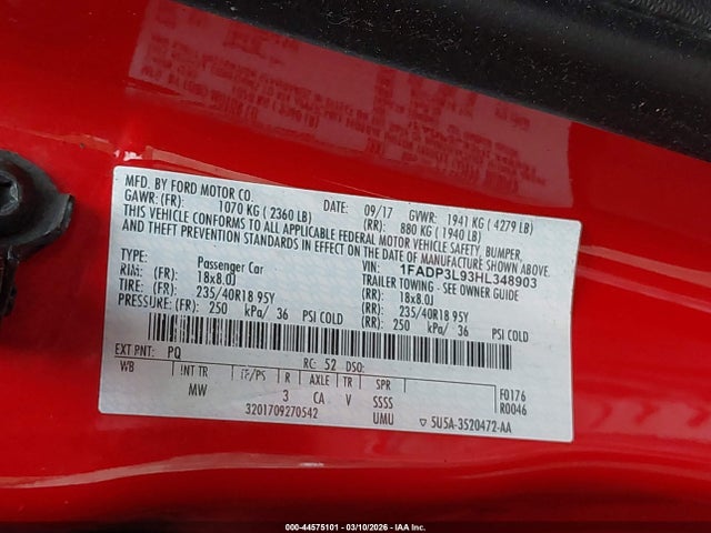 Ford FOCUS ST 2017 1FADP3L93HL348903 Image 9