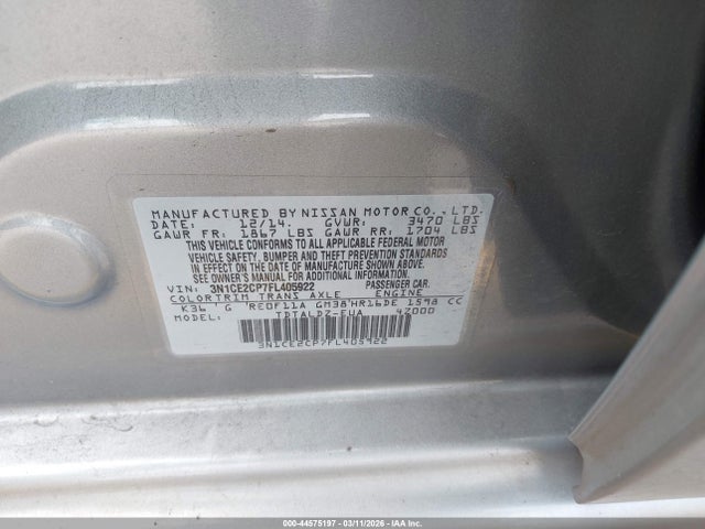 Nissan Versa Note S (sr)/s Plus/sl/sr/sv 2015 3N1CE2CP7FL405922 Image 9