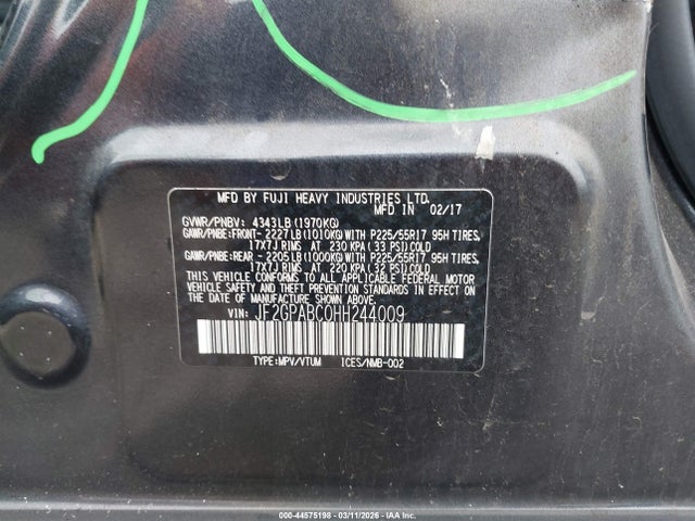 Subaru Crosstrek 2.0i Premium 2017 JF2GPABC0HH244009 Image 9