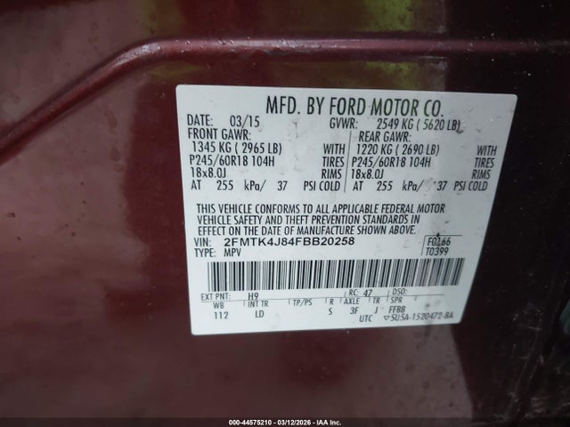 Ford EDGE SEL 2015 2FMTK4J84FBB20258 Image 9