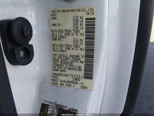 Nissan Frontier Sv 2016 1N6AD0CU3GN757511 Image 9