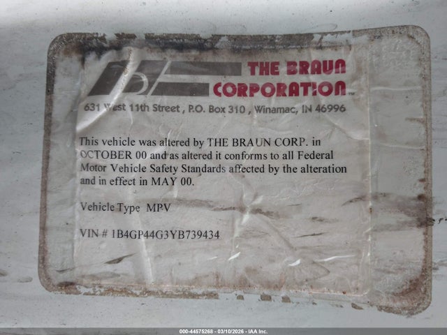 Продаж на аукціоні авто 2000 Dodge Grand Caravan Se, vin: 1B4GP44G3YB739434, номер лоту: 44575268