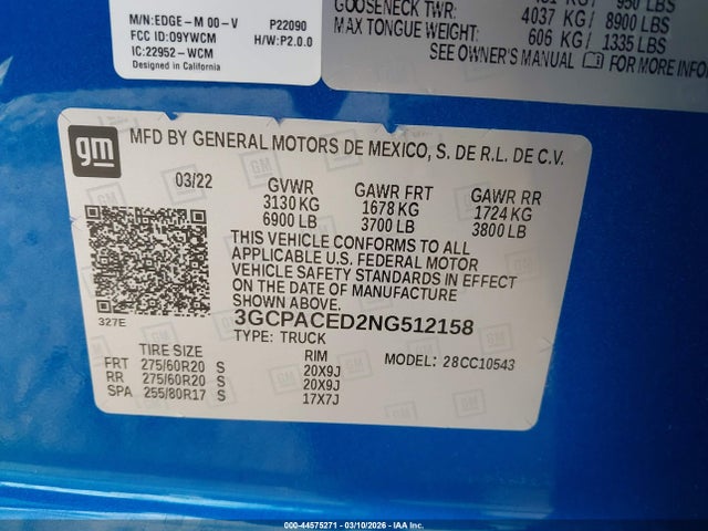 3GCPACED2NG512158 Chevrolet Silverado 1500 2wd Short Bed Lt