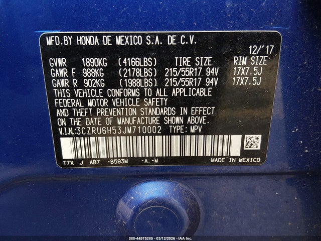 2018 HONDA HR-V 3CZRU6H53JM710002 Photo 8