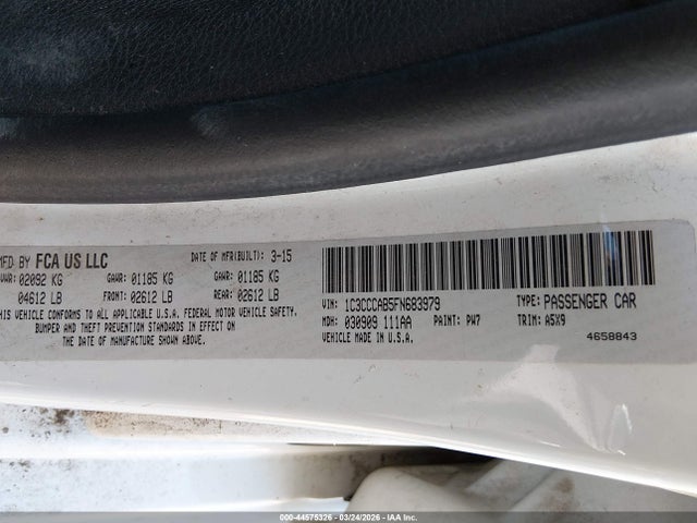 44575326 :رقم المزاد ، 1C3CCCAB5FN683979 vin ، 2015 Chrysler 200 Limited مزاد بيع
