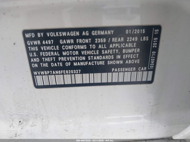 2015 VOLKSWAGEN CC WVWBP7AN6FE820327 Photo 8