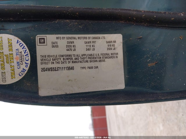 Продажа на аукционе авто 2001 Buick Century Custom, vin: 2G4WS52J711113646, номер лота: 44575352