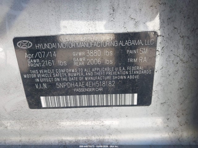 Hyundai ELANTRA SE 2014 5NPDH4AE4EH518182 Image 9