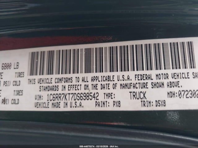 Aukcja sprzedaży 2013 Ram 1500 Tradesman, vin: 1C6RR7KT7DS698542, numer aukcji: 44575374