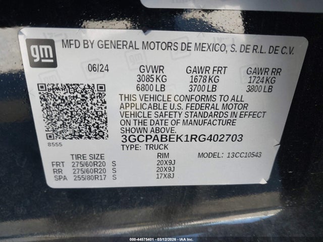 2024 CHEVROLET SILVERADO 1500 3GCPABEK1RG402703 Photo 8