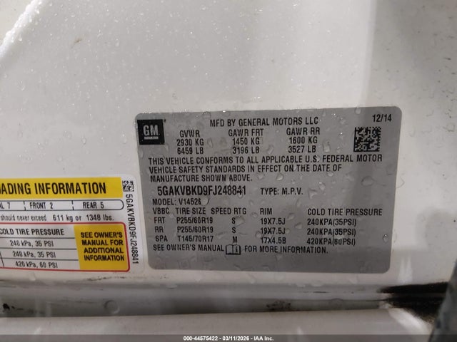 Продажа на аукционе авто 2015 Buick Enclave Leather, vin: 5GAKVBKD9FJ248841, номер лота: 44575422