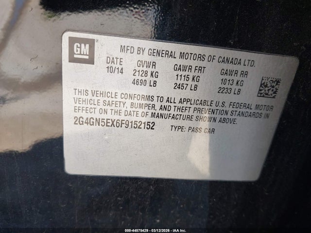 44575429 :رقم المزاد ، 2G4GN5EX6F9152152 vin ، 2015 Buick Regal Turbo/e-assist Premium I مزاد بيع