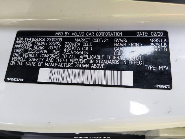 Volvo Xc40 T5 Momentum 2020 YV4162UK3L2310398 Image 9