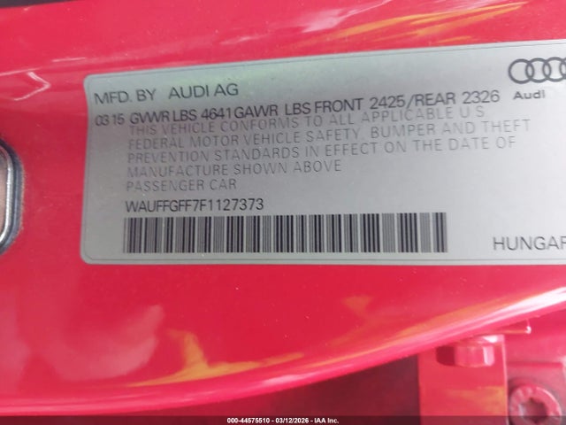 Продаж на аукціоні авто 2015 Audi S3 2.0t Premium Plus, vin: WAUFFGFF7F1127373, номер лоту: 44575510