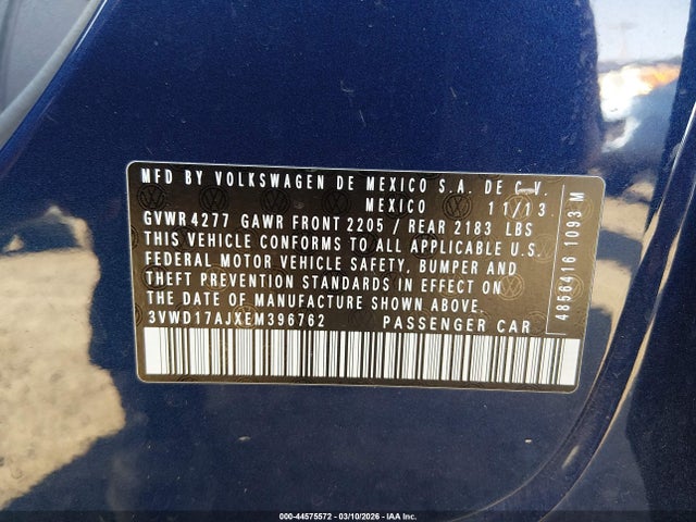 Продаж на аукціоні авто 2014 Volkswagen Jetta 1.8t Se, vin: 3VWD17AJXEM396762, номер лоту: 44575572