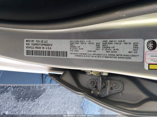 2023 Ram 1500 Big Horn  4x2 5'7 Box მანქანა იყიდება აუქციონზე, vin: 1C6RREFT0PN593312, აუქციონის ნომერი: 44575615