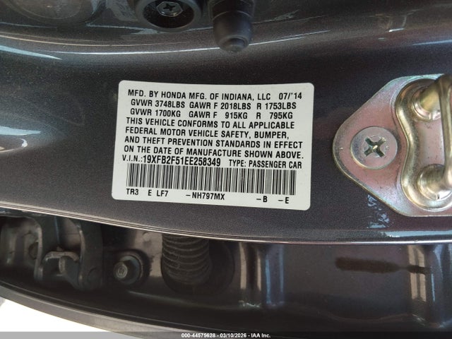 Aukcja sprzedaży 2014 Honda Civic Lx, vin: 19XFB2F51EE258349, numer aukcji: 44575628