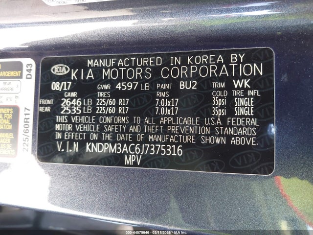 2018 KIA SPORTAGE KNDPM3AC6J7375316 Photo 8