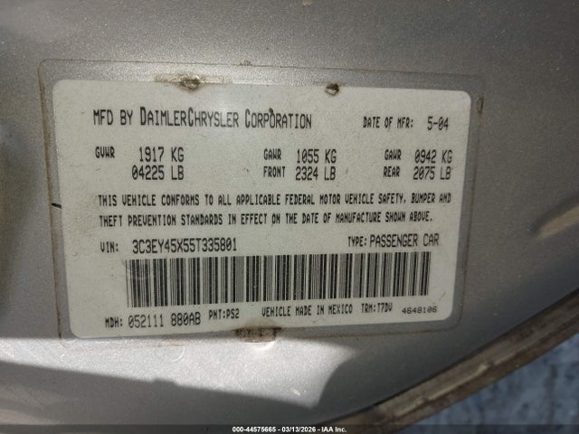 Aukcja sprzedaży 2005 Chrysler Pt Cruiser, vin: 3C3EY45X55T335801, numer aukcji: 44575665