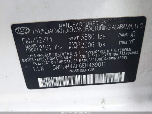 2014 Hyundai Elantra Se მანქანა იყიდება აუქციონზე, vin: 5NPDH4AE6EH489011, აუქციონის ნომერი: 44575691