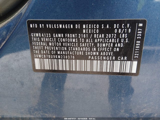 Продаж на аукціоні авто 2019 Volkswagen Jetta 1.4t R-line/1.4t S/1.4t Se, vin: 3VWCB7BU9KM238376, номер лоту: 44575721