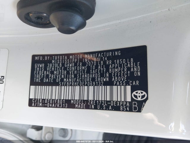 Toyota Corolla Le Eco Plus 2014 5YFBPRHE0EP069132 Image 9