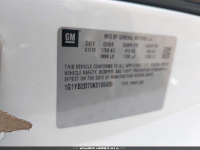 2019 CHEVROLET CORVETTE 1G1YB2D70K5100436 Photo 8