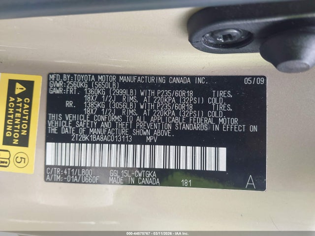 Aukcja sprzedaży 2010 Lexus Rx 350, vin: 2T2BK1BA8AC013113, numer aukcji: 44575767
