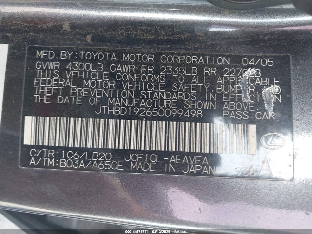 2005 LEXUS IS 300 JTHBD192650099498 Photo 8