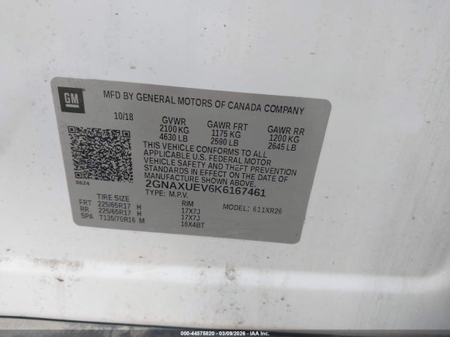 Chevrolet EQUINOX LT 2019 2GNAXUEV6K6167461 Image 9