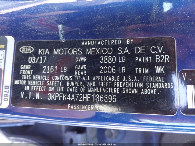 Продаж на аукціоні авто 2017 Kia Forte Lx, vin: 3KPFK4A72HE136396, номер лоту: 44575853