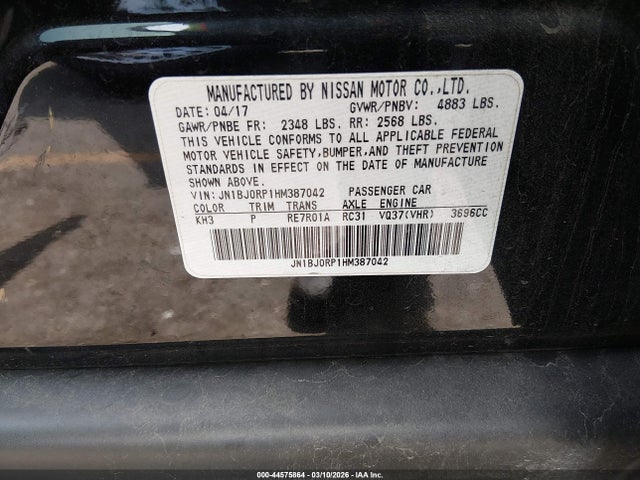 44575864 :رقم المزاد ، JN1BJ0RP1HM387042 vin ، 2017 Infiniti Qx50 مزاد بيع