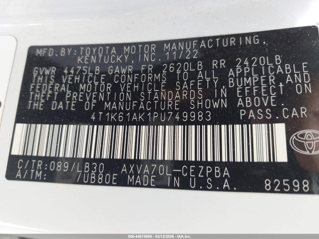 2023 TOYOTA CAMRY 4T1K61AK1PU749983 Photo 8